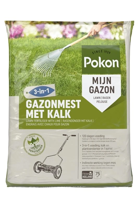 Pokon Gazonmest Met Kalk 5kg Voor 75m² 3 Pokon Gazonmest Met Kalk 5kg Voor 75m²